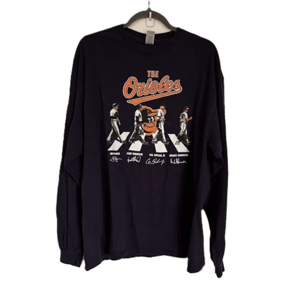 MLB Baltimore Orioles Greatest Players  L/S Navy Blue Shirt Size XL